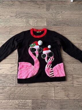 Ugly Christmas Sweater Pink Flamingo - Women size M